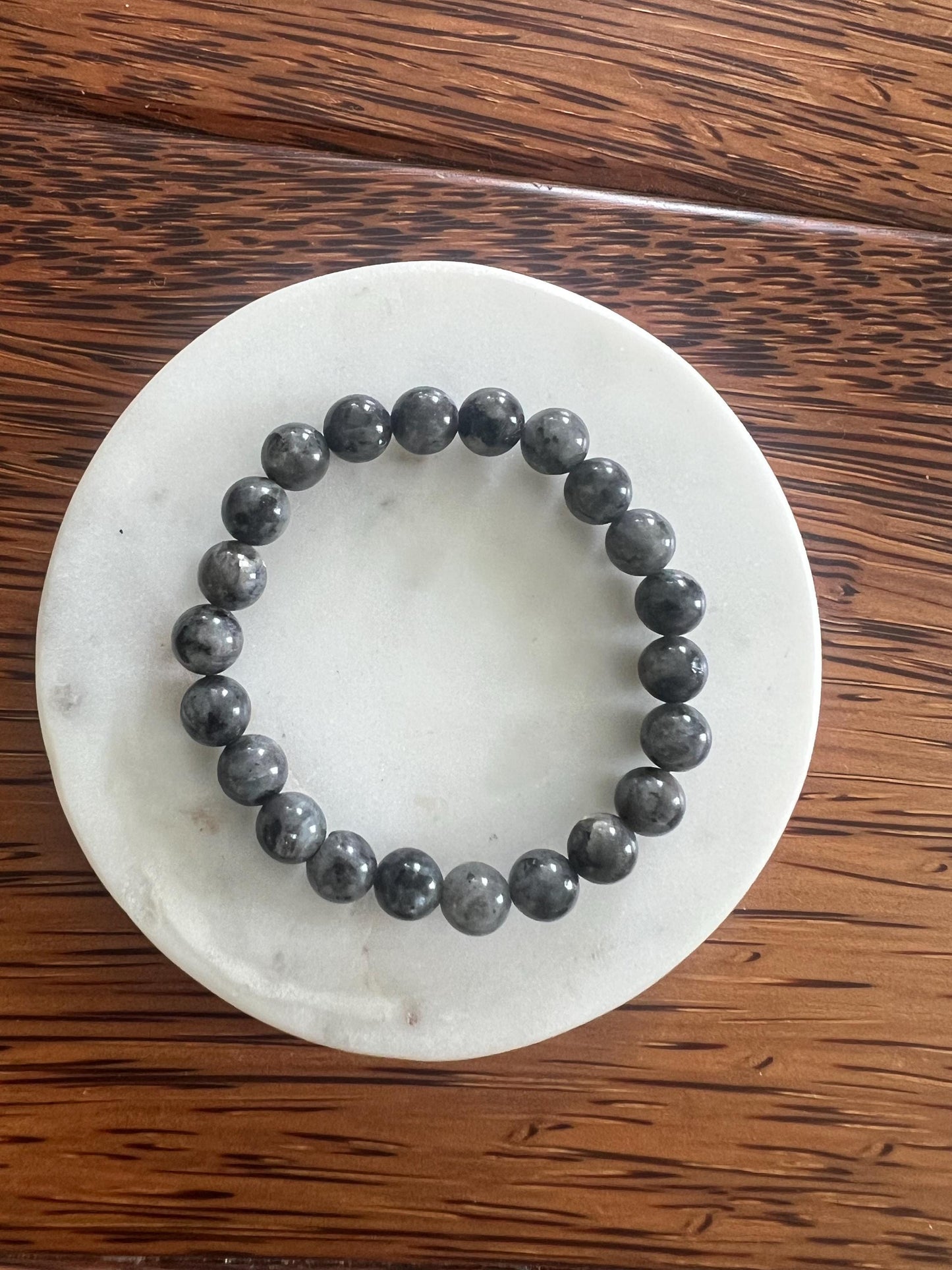 Black labradorite crystal healing bracelet 8mm beads for intuition and protection