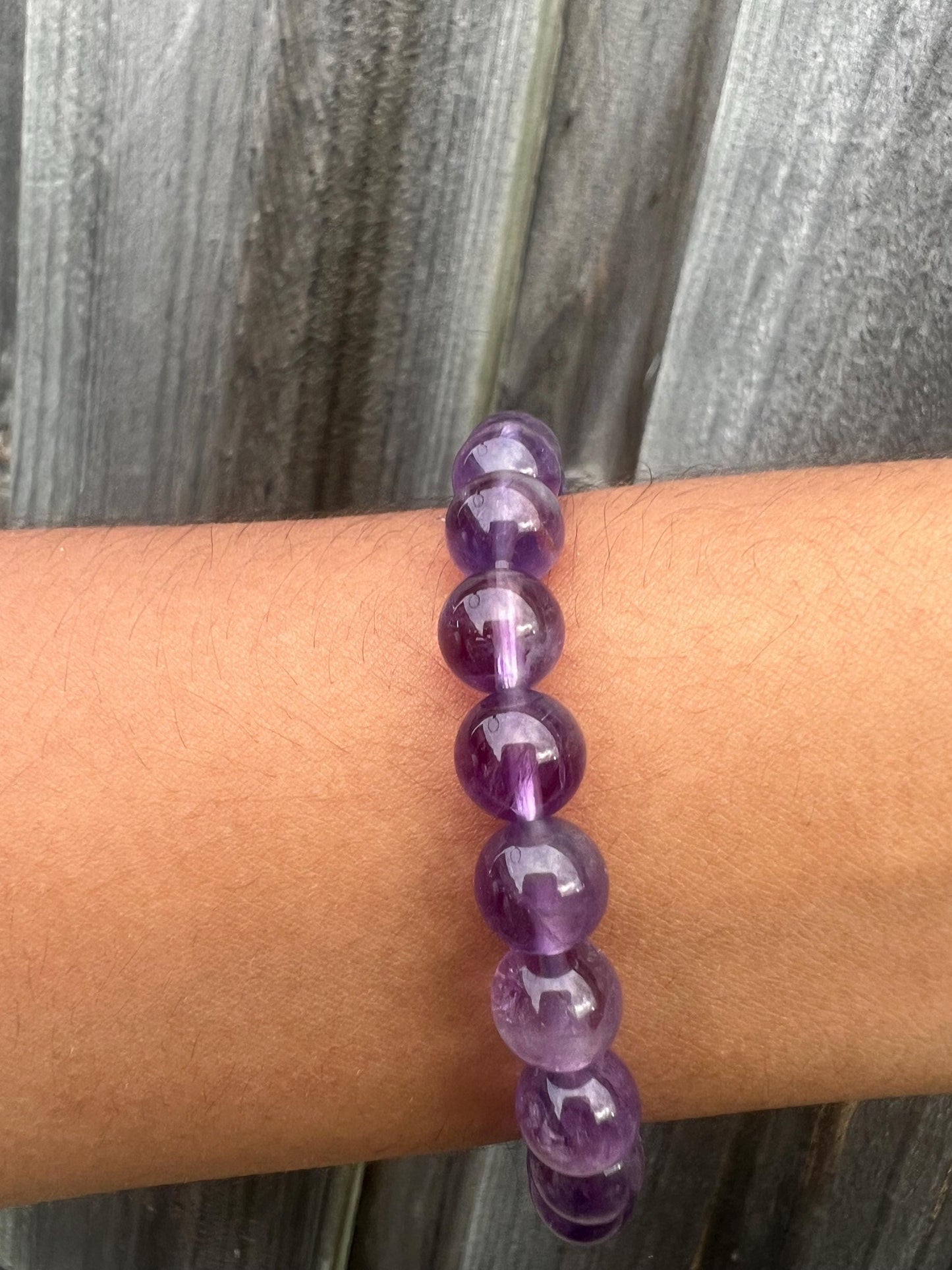 Amethyst healing crystal bracelet 8mm beads for spiritual physical and emotional balance