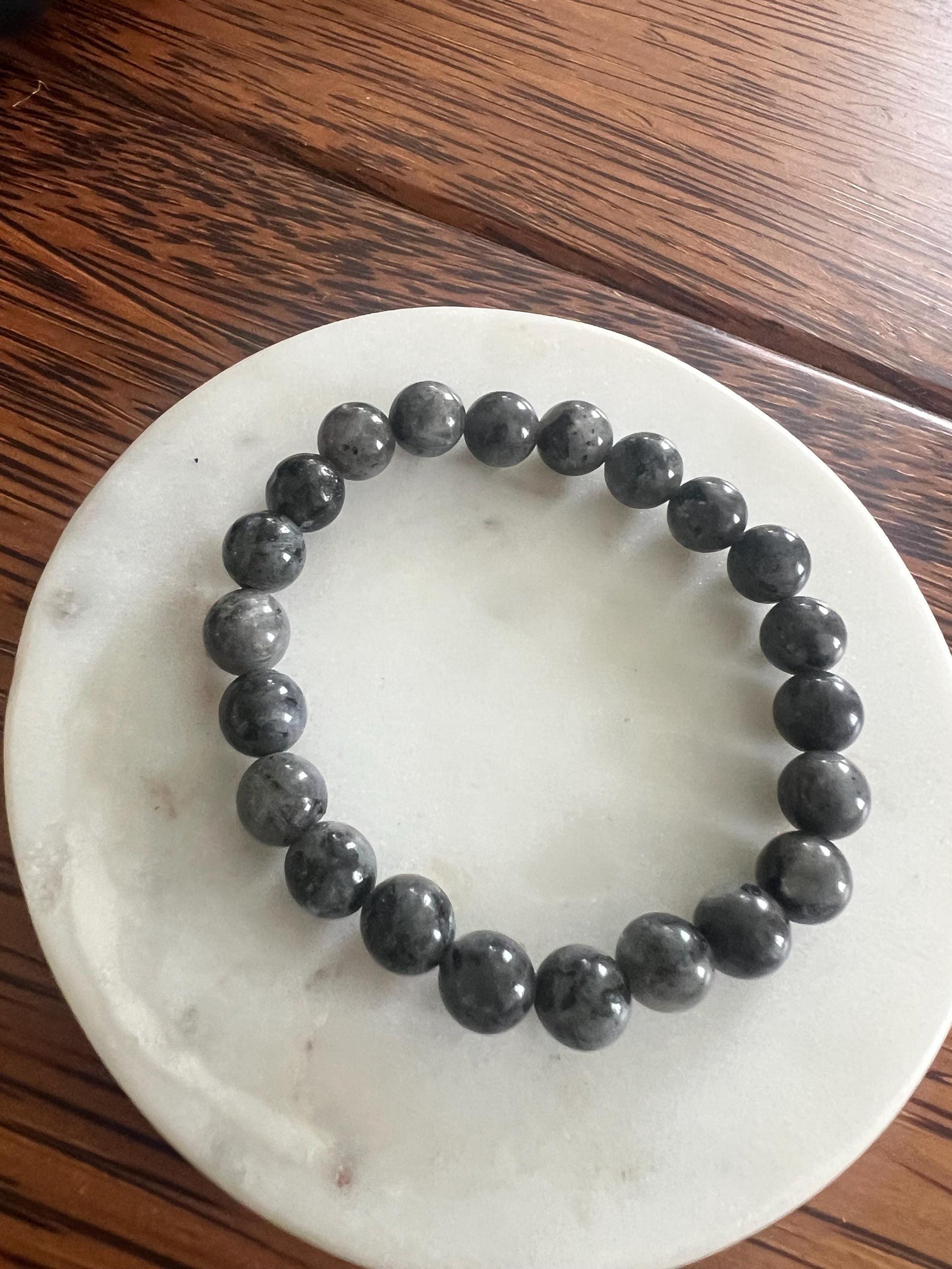 Black labradorite crystal healing bracelet 8mm beads for intuition and protection