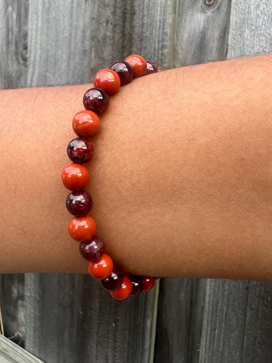 Red Jasper Garnet Protection Courage 6mm healing crystal bracelet