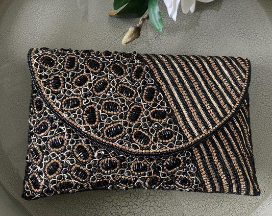 Embellished beaded and gems clutch bag