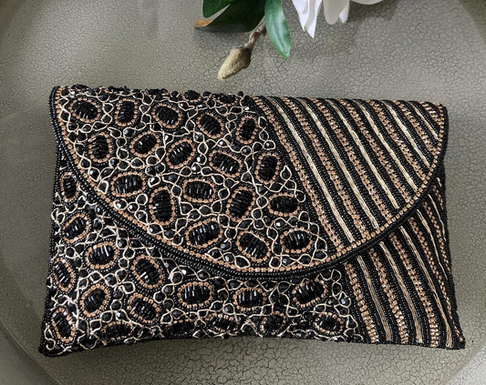 Embellished beaded and gems clutch bag