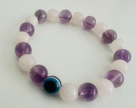 Self love and healing Amethyst and Rose quartz bracelet